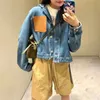 Kadın Ceketleri Kadın Denim Ceket Yaz Kore Moda Pamuk Hoodie Retro Yıkalı Kadınlar Ceket Büyük İsim Uzun Kollu Top Y2K Trafza 231010