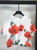 Mulheres Camisetas Svoryxiu Alta Qualidade Verão Designer Moda Vintage Rosa Impressão Casual T-shirt Tops Manga Curta Reta