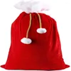 Decorações de natal 70/100cm veludo vermelho papai noel presente doces embalagem armazenamento decoração cordão pacote boca saco