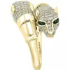Klaster Pierścienie luksusowa modna złote lampart głowa dla kobiet i mężczyzn zielone oczy CZ Stone Inlay Punk Fashion Biżuter Party Prezent Animal