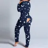 Сексуальные женские рождественские вырезы, функциональные пижамы с клапанами на пуговицах для взрослых, клубные пижамы с дизайном на пуговицах, комбинезон для отдыха, женские Jumpsui228U