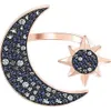 Anelli Swarovski Designer Donna Anelli a fascia originali di alta qualità Anello aperto luna per donna Anello luna colorato luna di cristallo