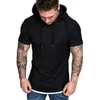 Männer T-Shirts 2021 Sommer Kurze Sleve Mit Kapuze T-shirt Männer Einfarbig Mode Hoodie Top Männlich Slim Fit T Tops camisa Mascul236B