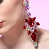 Brincos de argola moda requintado pingente de strass para mulheres luxo estilo longo ornamentos exagerados atacado