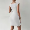 Casual Dresses Luxury Sexig Mini Dress for Women Nightclub Party Evening V-Neck Slit High midje Slimming Temperament A-Line