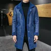 Men's Leather Faux Reversible Fur Shearling Imitation deerskin Long Coat Jacket Man Outerwear Trench Winter fur parka 231010