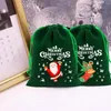 Juldekorationer Candy Bag DrawString Goodie Påsar Festlig Santa Claus Snowman Reindeer för choklad