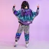 Abbigliamento da palcoscenico Abbigliamento hip-hop per bambini Giacca con paillettes Sciolti Pantaloni argento per ragazze Ragazzi Street Jazz Dance Costume Performan Clothes