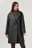 Trench da donna Cappotto imbottito in cotone per l'autunno inverno Cappotto lungo con risvolto scozzese a quadri con diamanti Cappotto lungo caldo con lacci allentato Tinta unita