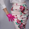 Fem fingrar handskar handskar faux läder pu 8 "21 cm handled kort daglig mörk fuschia röd ros rosa 231010