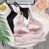 Camisoles Réservoirs D'été Bralette Sous-Vêtements Sans Manches Femmes Bustier Tubulaire Sexy Camisole Soie Soutien-Gorge Satin Récolte Hauts