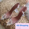 Quatily Classic Prosparent PVC Women Sandals는 뾰족한 Crystal Cup High Heel Stilettos Sexy Pumps Summer Shoes Peep Toe Women Pumps Size 43