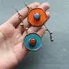 Dangle Oorbellen Vintage Rood Koper Kleur Metaal Voor Vrouwen Etnische Persoonlijkheid Blauw Oranje Ronde Oorbel Party Sieraden Geschenken