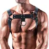 حمالات صدرية الجلود الجلدية تسخير الرجال قابلة للتعديل صنم مثلي الجنس ملابس جنسية الجسم حزام حزام الحزام الشرير الأزياء 325 فولت