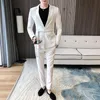 Lente Pak Mannen Enkele Knop Heren Slim Fit Pakken Met Broek Casual Podium Trouwjurk Riem Prom Tuxedo Kostuum homme250a