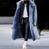 Men's Wool Blends Trendy Men Winter Overcoat Midi Length Men Coat Faux Fur Colorfast Mid-calf Length Winter Overcoat Warm T231011