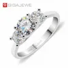 GIGAJEWE Moissanite 1.2ct 5.5mm 2X4.0mm ronde geslepen EF-ringen kleur 925 zilveren ring goud meerlaags vergulde vrouw vriendin cadeau GMS220i