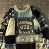 Женские брюки из двух частей, американский милый рождественский свитер с длинными рукавами для мужчин и женщин Y2K, уличная осенне-зимняя мода, свободный пуловер 231011