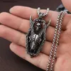 Other Fashion Accessories Vintage Thriller Skull Necklace for Man Gothic Stainless Steel Satan Goat Pendant Lucifer Pagan Amulet Unique Halloween Jewelry Q231011