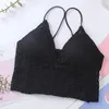 Camisoles tanques moda verão sem costas respirável náilon alça de ombro sutiã de renda invisível colheita topos feminino sexy