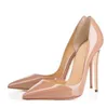 Chaussures de mariage Red Bottoms Mode Femmes Pompes Nude Cuir Verni Sexy Lady Pointe Toe Chaussures à talons hauts taille 33 à 42 12 cm 10 cm 8 cm talons chaussures de fête