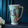 Copos pires 1 conjunto estilo pastoral caneca cerâmica copo água com colher osso porcelana café