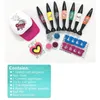 Nagellackflicka nagelkonst leksak set säker giftfri barn leksak gåva till dotter nagellack torktumlare nagel gel glitter nagel klistermärke TSLM1 231011