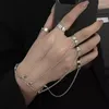 Anelli a grappolo 2023 braccialetto da polso a catena color argento geometrico punk per donna uomo fascino Hip Hop set aperto gioielli di moda