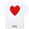 Jouez à T-shirt Mens Designer Shirts Red Heart Shirt Coton Coton broderie Colaire à manches courtes T-shirt asiatique High Quanlity Tshirts broderie de haute qualité S9