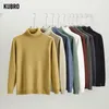 Suéter masculino Kubro outono inverno suéter de gola alta masculino pulôveres de tricô rollneck suéter de malha quente masculino jumper slim fit suéter casual 231010