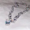 Collier en forme de cœur en diamant cz, chaîne en or blanc rempli de fête de mariage pour femmes et hommes, bijoux en pierres précieuses, cadeau 2547