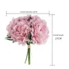 Dekorativ blommor stil 27 cm irene peonies konstgjorda siden bukett falska heminredning vit rosa bröllopsfest dekoration