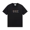 Designer masculino camisetas preto branco bege clássico alfabeto bordado marca 100% algodão anti-rugas respirável moda c261v