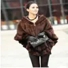 ファッションの女性ファーショール冬編み本物の毛皮で盗まれた毛皮のニットミンクコートポンチョパシュミナ301Q