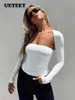 Women's T Shirts Summer Y2K Fashion Sexy Bra Tie Waist T-shirt Long Sleeve Tight Cover Two Piece Top