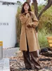Misturas de lã feminina Mishow casaco de lã dupla face para mulheres outono duplo breasted comprimento médio casual solto escritório senhora agasalhos MXC48W0099 231010