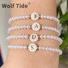 Wolf Tide Mignon Rond 26 Lettre Initiale Bracelet De Perles Mode Femme VSCO Amitié Bracelets De Perles Bundle Perles Bijoux À Main Accessoires Pour Les Femmes En Gros