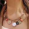 Boho Statement Gold Color Big Chains Baroque Pearls Portrait Shell Pendant Necklace For Women Girls Beach Necklaces Chokers263w