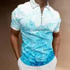 Polos pour hommes Polos de mode 2023 Été Glacier Modèle Zipper Hommes Chemise Solide T-shirt Marque À Manches Courtes Casual Tops