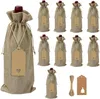 Juldekorationer Burlap Wine Presentväskor 10 Pack Linen Bottle With DrawString återanvändbara täcker 10m sträng och hjärta Kra