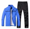 Herrspårar Mittade träningsspår, Set Fullzip Jacket Casual Gym Jogging Athletic Workout Sweat Suits Outdoor Basketball Sportsuit 231011