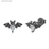 Andra modetillbehör 925 Sterling Silver Black Vampire Gothic Bat Stud örhängen Halloween julklappar för kvinnor flickvän fru tonåring flickor q231011