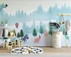 Fonds d'écran Papel De Parede Animal Elk Forêt Paysage Dessin Animé Papier Peint Salon Canapé TV Mur Enfants Chambre Papiers Décor À La Maison