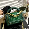 Designer Women Le Python Pattern Boy Crossbody Bag France Luxury Brand C Snake Leather Handle Tote Handbags Lady Cross Body Chain Strap Flap Shoulder Bags 20cm