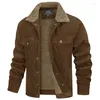 Herrjackor corduroy vintage sherpa fleece windbrakaer tjocka varma vinterrockar multi-fickor avslappnad denimjacka