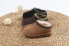 Barn småbarn Tasman II tofflor Tazz Baby Shoes Chestnut Fur Slides Sheepskin Shearling Classic Ultra Mini Boot Winter Mules Slip-on Wool Little Big 21-35 DF89