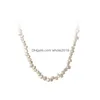 Chokers Mulheres Bib Gargantilha Colares 100% 925 Sterling Sier Irregar Natural Freshwater Pearl Colar para meninas Aniversário Jóias Necklac Dh0GP