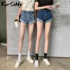 Shorts femininos verão jeans feminino branco cintura alta curto mulheres algodão cáqui cintura denim para