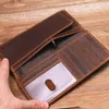 mens wallet Leather wallet Long purse men's first layer of cowhide mad horse leather long style Money clip womens wallet Solid color wallet brown card bag