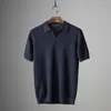 メンズポロスV-編みポロ短袖Tシャツ夏ファッションカジュアルハーフシャツ